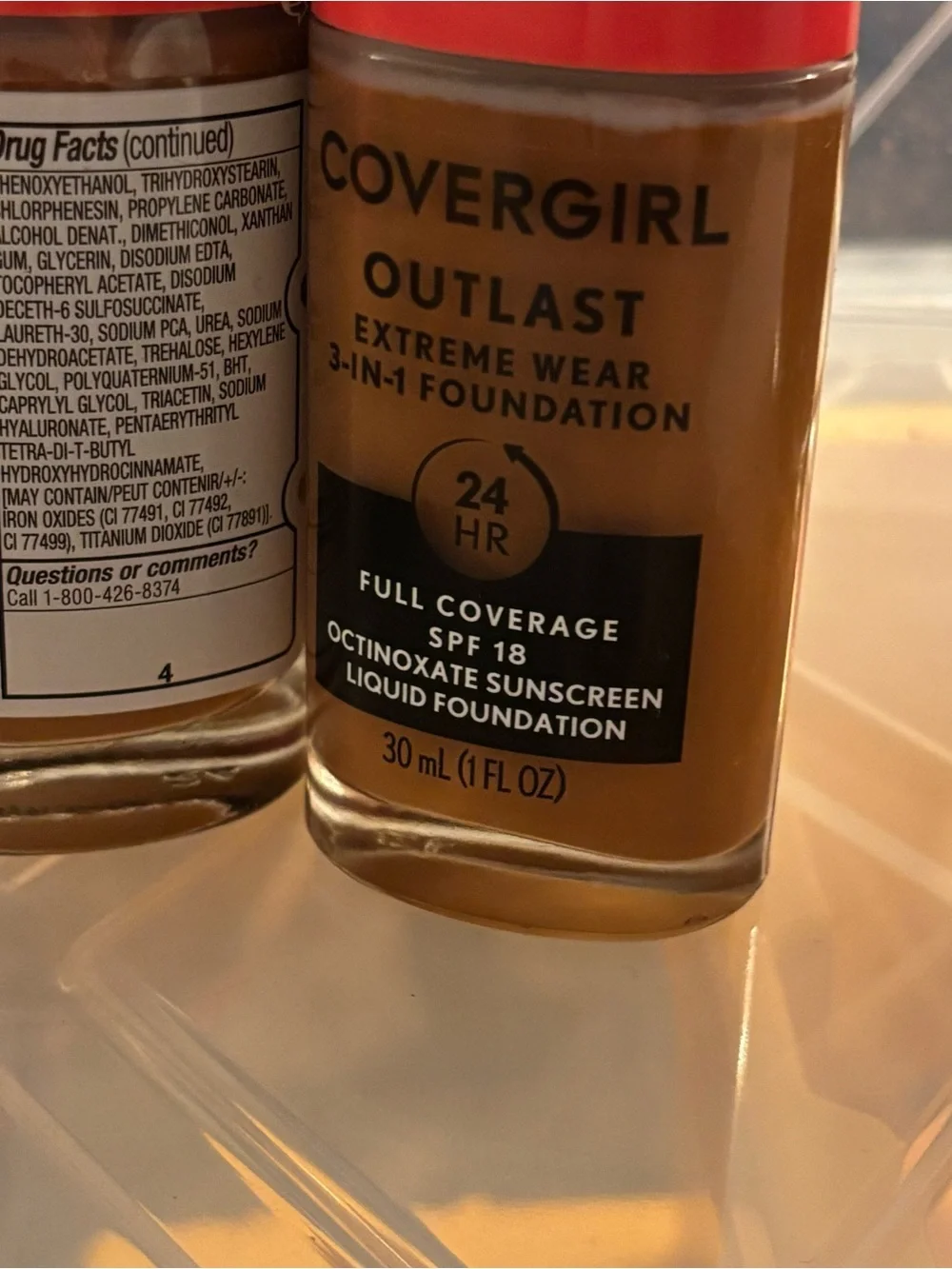 CoverGirl‎ Outlast 3-in-1 Foundation 872 Warm Tawny SPF 18 New